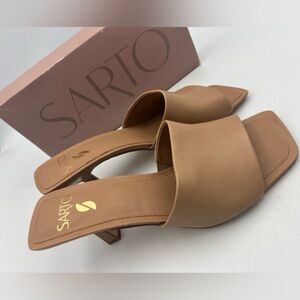 Sarto By Franc Sarto Betty Women’s Leather Square Toe Mule Heels Size 8.5 NEW